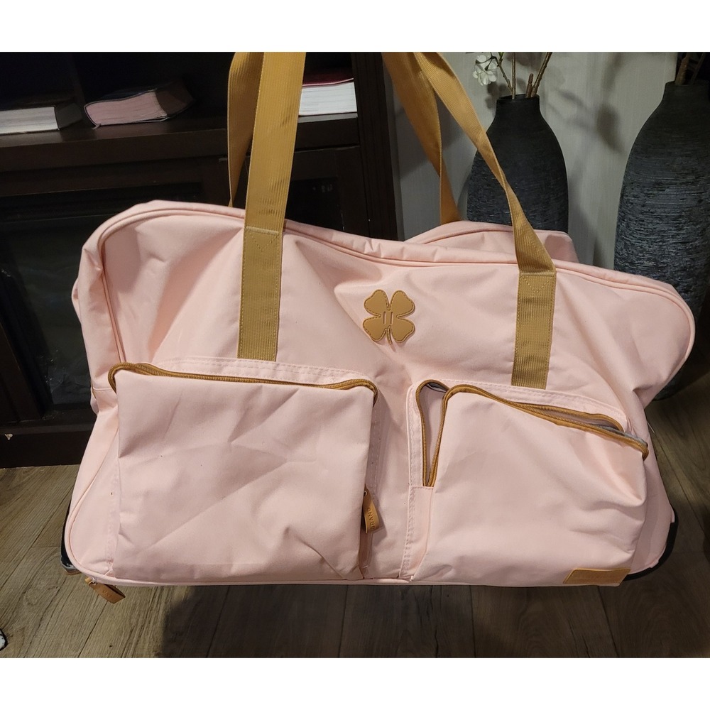 Lucky Brand 28 Inch Rolling Duffle Bag Pink & Tan Wheeled Travel Luggage